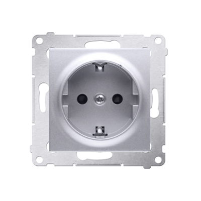 Simon 54 Gniazdo Schuko z przesłonami 16A 250V szybkozłączka srebrny mat DGSz1CZ.01/43 KONTAKT (DGSz1CZ.01/43)