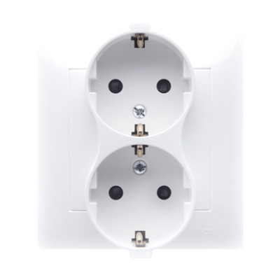 Simon 54 Gniazdo Schuko z przesłonami podwójne 16A 250V zaciski śrubowe biały DGSz2Z/11 KONTAKT (DGSz2Z/11)