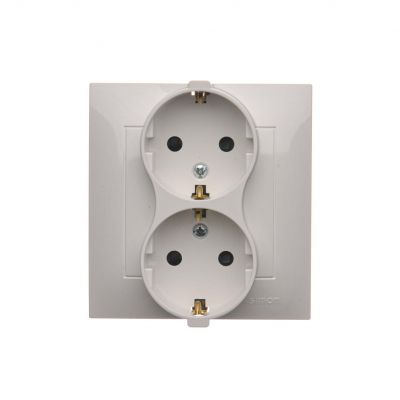 Simon 54 Gniazdo Schuko z przesłonami podwójne 16A 250V zaciski śrubowe biały DGSz2Z/11 KONTAKT (DGSz2Z/11)