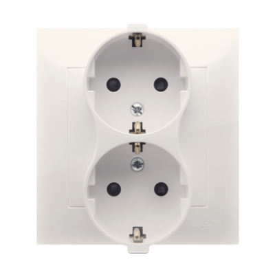 Simon 54 Gniazdo Schuko z przesłonami podwójne 16A 250V zaciski śrubowe kremowy DGSz2Z/41 KONTAKT (DGSz2Z/41)