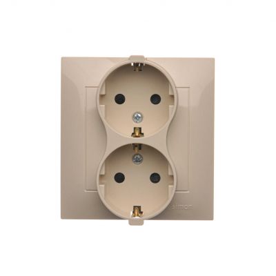 Simon 54 Gniazdo Schuko z przesłonami podwójne 16A 250V zaciski śrubowe kremowy DGSz2Z/41 KONTAKT (DGSz2Z/41)