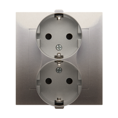 Simon 54 Gniazdo Schuko z przesłonami podwójne 16A 250V zaciski śrubowe złoty mat DGSz2Z/44 KONTAKT (DGSz2Z/44)