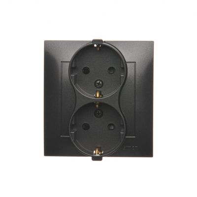 Simon 54 Gniazdo Schuko z przesłonami podwójne 16A 250V zaciski śrubowe antracyt DGSz2Z/48 KONTAKT (DGSz2Z/48)