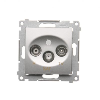Simon 54 Gniazdo antenowe R-TV-SAT przelotowe srebrny mat DASP.01/43 KONTAKT (DASP.01/43)