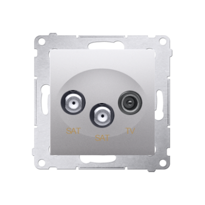 Simon 54 Gniazdo antenowe satelitarne podwójne SAT-SAT-RTV srebrny mat DASK2.01/43 KONTAKT (DASK2.01/43)