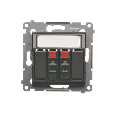 Simon 54 Gniazdo głośnikowe 2-krotne z polem opisowym . Przekrój przewodów dla wejścia i wyjścia 25 mm2 antracyt DGL32.01/48 KONTAKT (DGL32.01/48)