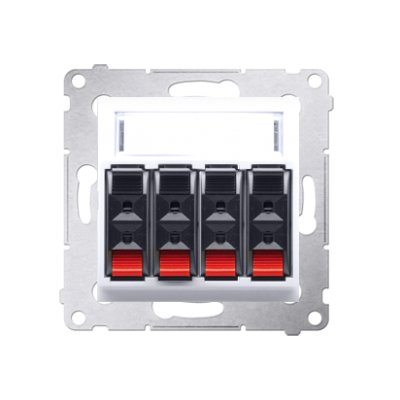 Simon 54 Gniazdo głośnikowe 4-krotne z polem opisowym . Przekrój przewodów dla wejścia i wyjścia 25 mm2 biały DGL34.01/11 KONTAKT (DGL34.01/11)