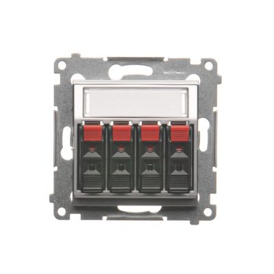 Simon 54 Gniazdo głośnikowe 4-krotne z polem opisowym . Przekrój przewodów dla wejścia i wyjścia 25 mm2 srebrny mat DGL34.01/43 KONTAKT (DGL34.01/43)