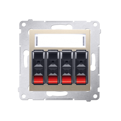 Simon 54 Gniazdo głośnikowe 4-krotne z polem opisowym . Przekrój przewodów dla wejścia i wyjścia 25 mm2 złoty mat DGL34.01/44 KONTAKT (DGL34.01/44)