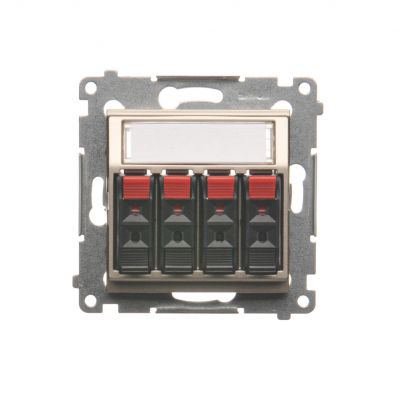 Simon 54 Gniazdo głośnikowe 4-krotne z polem opisowym . Przekrój przewodów dla wejścia i wyjścia 25 mm2 złoty mat DGL34.01/44 KONTAKT (DGL34.01/44)