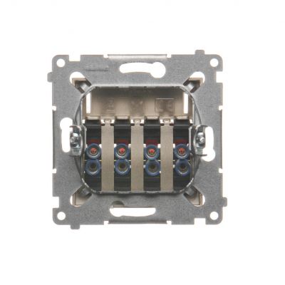 Simon 54 Gniazdo głośnikowe 4-krotne z polem opisowym . Przekrój przewodów dla wejścia i wyjścia 25 mm2 złoty mat DGL34.01/44 KONTAKT (DGL34.01/44)