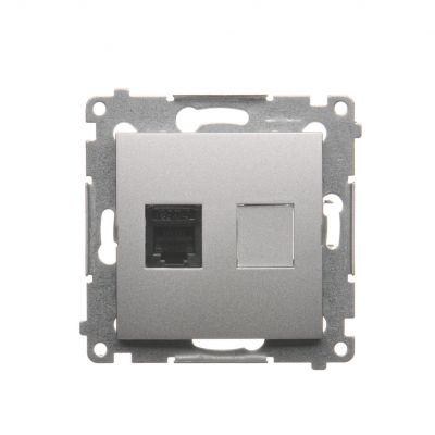 Gniazdo telefoniczne RJ12 pojedyncze (moduł); srebrny mat DT1.01/43 KONTAKT (DT1.01/43)