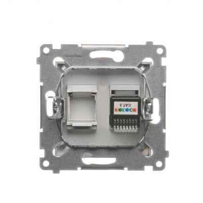 Gniazdo telefoniczne RJ12 pojedyncze (moduł); srebrny mat DT1.01/43 KONTAKT (DT1.01/43)