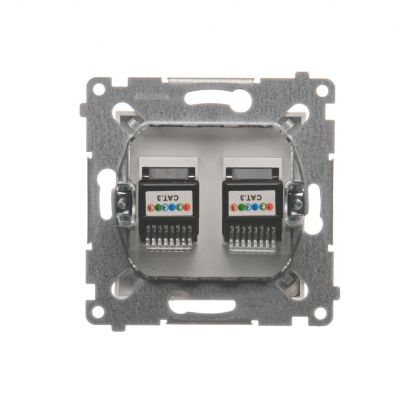 Simon 54 Gniazdo telefoniczne podwójne RJ12 biały DT2.01/11 KONTAKT (DT2.01/11)