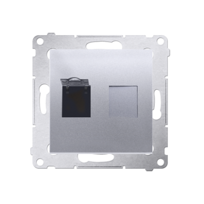 Simon 54 Gniazdo komputerowe pojedyncze RJ45 kategoria 6 z przesłoną przeciwkurzową srebrny mat D61.01/43 KONTAKT (D61.01/43)
