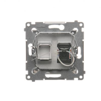 Simon 54 Gniazdo komputerowe pojedyncze RJ45 kategoria 6 z przesłoną przeciwkurzową srebrny mat D61.01/43 KONTAKT (D61.01/43)
