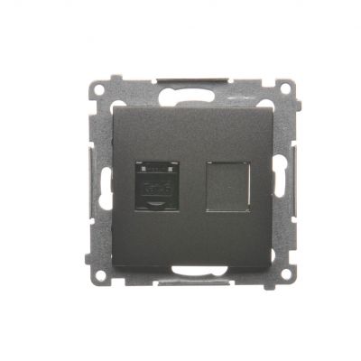 Simon 54 Gniazdo komputerowe pojedyncze RJ45 kategoria 6 z przesłoną przeciwkurzową antracyt D61.01/48 KONTAKT (D61.01/48)