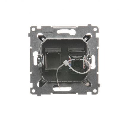 Simon 54 Gniazdo komputerowe pojedyncze RJ45 kategoria 6 z przesłoną przeciwkurzową antracyt D61.01/48 KONTAKT (D61.01/48)