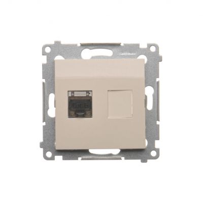 Simon 54 Gniazdo komputerowe pojedyncze RJ45 kategoria 6 ekranowane z przesłoną przeciwkurzową kremowy D61E.01/41 KONTAKT (D61E.01/41)