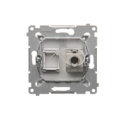 Simon 54 Gniazdo komputerowe pojedyncze RJ45 kategoria 6 ekranowane z przesłoną przeciwkurzową srebrny mat D61E.01/43 KONTAKT (D61E.01/43)