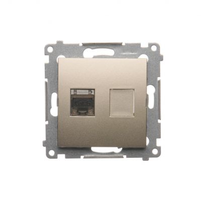 Simon 54 Gniazdo komputerowe pojedyncze RJ45 kategoria 6 ekranowane z przesłoną przeciwkurzową złoty mat D61E.01/44 KONTAKT (D61E.01/44)