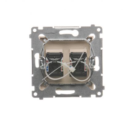 Simon 54 Gniazdo komputerowe podwójne RJ45 kategoria 6 z przesłoną przeciwkurzową kremowy D62.01/41 KONTAKT (D62.01/41)