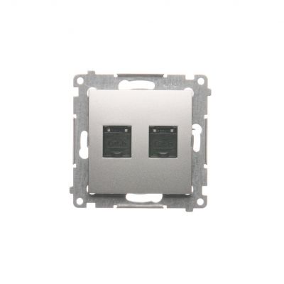 Simon 54 Gniazdo komputerowe podwójne RJ45 kategoria 6 z przesłoną przeciwkurzową srebrny mat D62.01/43 KONTAKT (D62.01/43)