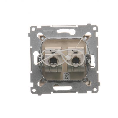 Simon 54 Gniazdo komputerowe podwójne RJ45 kategoria 6 ekranowane z przesłoną przeciwkurzową kremowy D62E.01/41 KONTAKT (D62E.01/41)