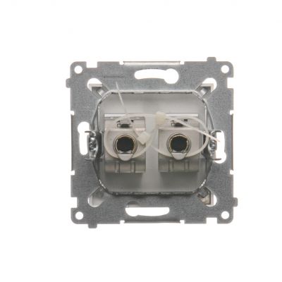 Simon 54 Gniazdo komputerowe podwójne RJ45 kategoria 6 ekranowane z przesłoną przeciwkurzową srebrny mat D62E.01/43 KONTAKT (D62E.01/43)
