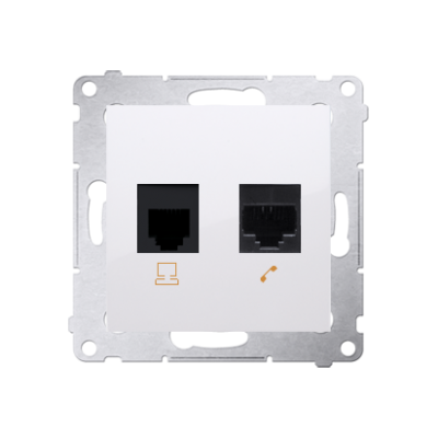Simon 54 Gniazdo komputerowe RJ45 kategoria 5e + telefoniczne RJ12 biały D5T.01/11 KONTAKT (D5T.01/11)