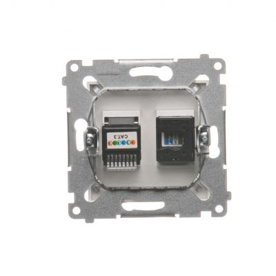 Simon 54 Gniazdo komputerowe RJ45 kategoria 5e + telefoniczne RJ12 biały D5T.01/11 KONTAKT (D5T.01/11)
