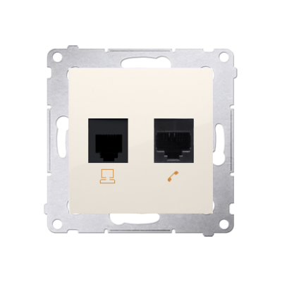 Simon 54 Gniazdo komputerowe RJ45 kategoria 5e + telefoniczne RJ12 kremowy D5T.01/41 KONTAKT (D5T.01/41)