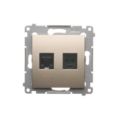 Simon 54 Gniazdo komputerowe RJ45 kategoria 5e + telefoniczne RJ12 złoty mat D5T.01/44 KONTAKT (D5T.01/44)