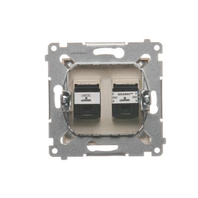 Simon 54 Gniazdo komputerowe RJ45 kategoria 5e + telefoniczne RJ12 złoty mat D5T.01/44 KONTAKT (D5T.01/44)