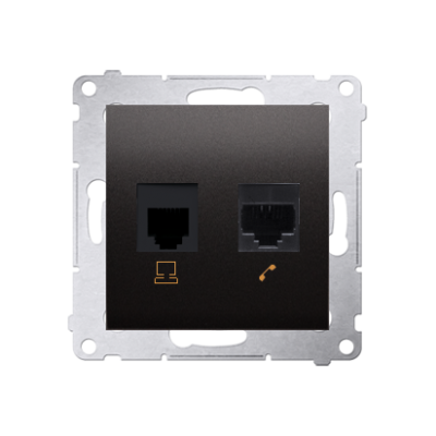 Simon 54 Gniazdo komputerowe RJ45 kategoria 5e + telefoniczne RJ12 antracyt D5T.01/48 KONTAKT (D5T.01/48)