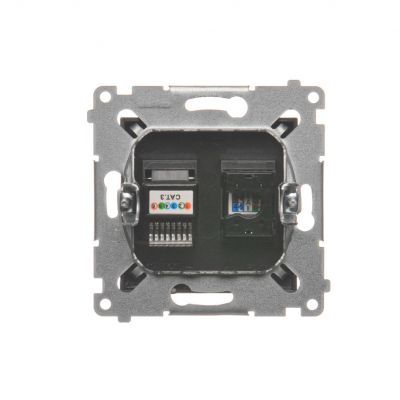 Simon 54 Gniazdo komputerowe RJ45 kategoria 5e + telefoniczne RJ12 antracyt D5T.01/48 KONTAKT (D5T.01/48)