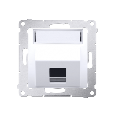 Simon 54 Pokrywa gniazd teleinformatycznych na Keystone skośna pojedyncza z polem opisowym . Montaż na łapki i wkręty biały DKP1S.01/11 KONTAKT (DKP1S.01/11)