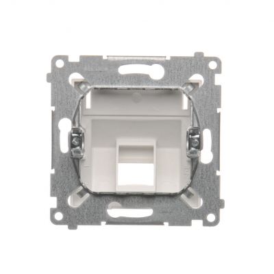 Simon 54 Pokrywa gniazd teleinformatycznych na Keystone skośna pojedyncza z polem opisowym . Montaż na łapki i wkręty biały DKP1S.01/11 KONTAKT (DKP1S.01/11)