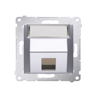 Simon 54 Pokrywa gniazd teleinformatycznych na Keystone skośna pojedyncza z polem opisowym . Montaż na łapki i wkręty srebrny mat DKP1S.01/43 KONTAKT (DKP1S.01/43)