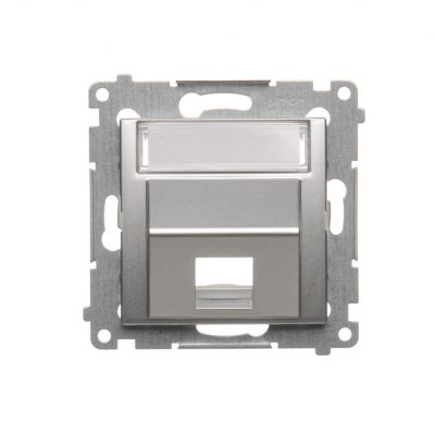 Simon 54 Pokrywa gniazd teleinformatycznych na Keystone skośna pojedyncza z polem opisowym . Montaż na łapki i wkręty srebrny mat DKP1S.01/43 KONTAKT (DKP1S.01/43)