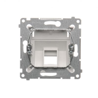 Simon 54 Pokrywa gniazd teleinformatycznych na Keystone skośna pojedyncza z polem opisowym . Montaż na łapki i wkręty srebrny mat DKP1S.01/43 KONTAKT (DKP1S.01/43)