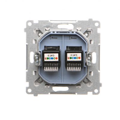 Simon 55 Gniazdo telefoniczne podwójne RJ12 Jasnoszary mat TF2.01/114 KONTAKT (TF2.01/114)