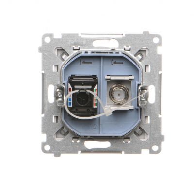 Simon 55 Gniazdo antenowe typu /F/ + RJ45 kat.6 Jasnoszary mat TASFRJ45.01/114 KONTAKT (TASFRJ45.01/114)