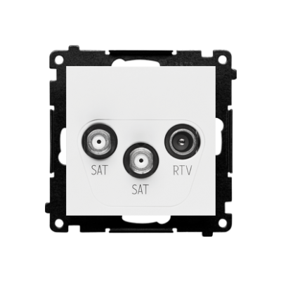 Simon 55 Gniazdo antenowe satelitarne podwójne SAT-SAT-RTV 2x Wejście: 5 MHz÷2,4 GHz Biały mat TASK2.01/111 KONTAKT (TASK2.01/111)