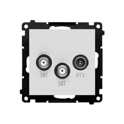 Simon 55 Gniazdo antenowe satelitarne podwójne SAT-SAT-RTV 2x Wejście: 5 MHz÷2,4 GHz Jasnoszary mat TASK2.01/114 KONTAKT (TASK2.01/114)