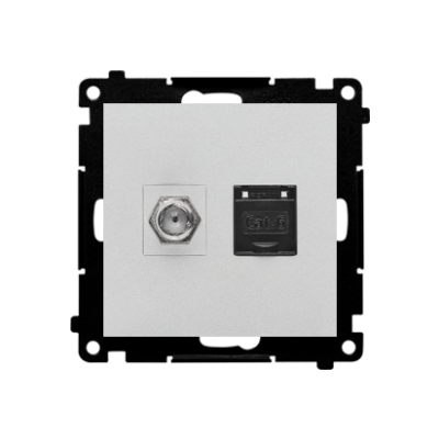 Simon 55 Gniazdo antenowe typu /F/ + RJ45 kat.6 Aluminium mat TASFRJ45.01/143 KONTAKT (TASFRJ45.01/143)