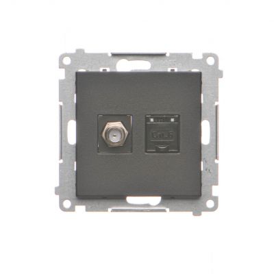 Simon 55 Gniazdo antenowe typu /F/+RJ45 kat.6 Czarny mat TASFRJ45.01/149 KONTAKT (TASFRJ45.01/149)