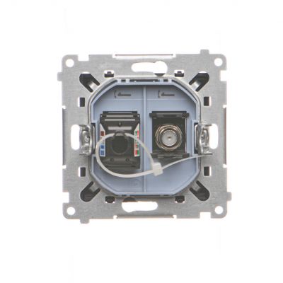 Simon 55 Gniazdo antenowe typu /F/+RJ45 kat.6 Czarny mat TASFRJ45.01/149 KONTAKT (TASFRJ45.01/149)