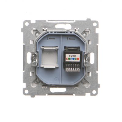 Simon 55 Gniazdo telefoniczne pojedyncze RJ12 Aluminium mat TF1.01/143 KONTAKT (TF1.01/143)