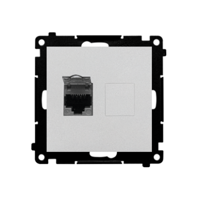 Simon 55 Gniazdo komputerowe pojedyncze RJ45 kategoria 6 z przesłoną przeciwkurzową Aluminium mat T61.01/143 KONTAKT (T61.01/143)